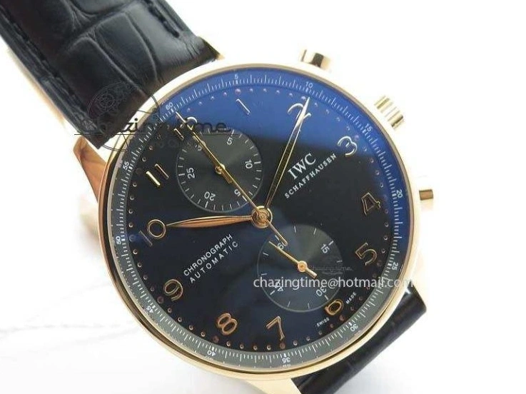 MIROTIME 0301 Portuguese Chrono RG IW371415 ZF 1:1 Best Edition Black Dial On Black Leather Strap A79350 (Slim Movement) FashionForward 7264